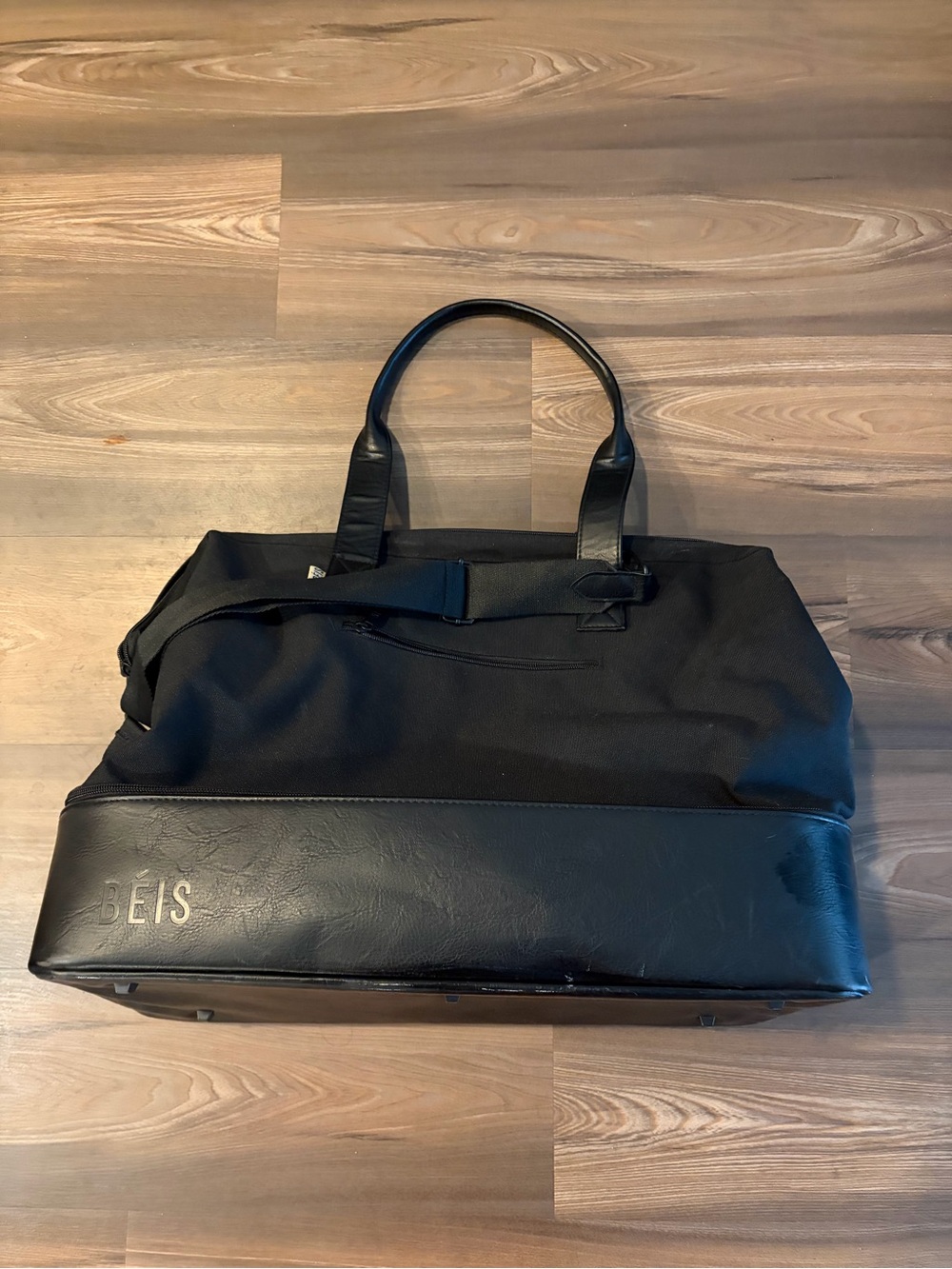 BEIS Black Travel Tote with Leather-Look Base